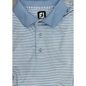FootJoy Mens XL Golf Polo Shirt Blue White Striped Performance‎ Athletic Top FJ